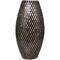 24" Black Mother of Pearl Handmade Geometric Mosaic Inspired Thin Vase